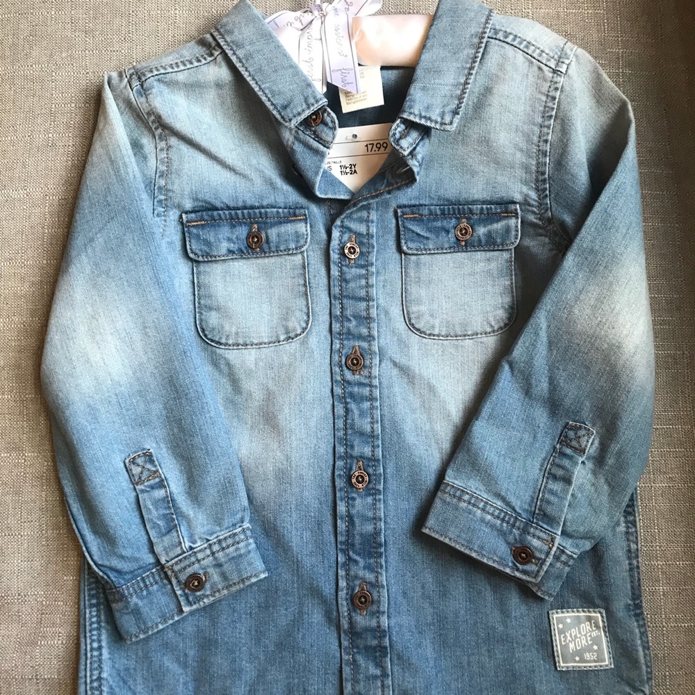 NWT Toddler boys button down denim